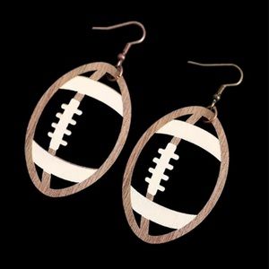 Hollow Football Wooden Drop Dangle Earrings